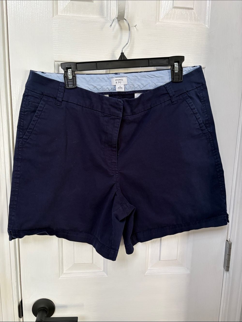 crown & ivy Navy Casual Chino Bermuda Shorts